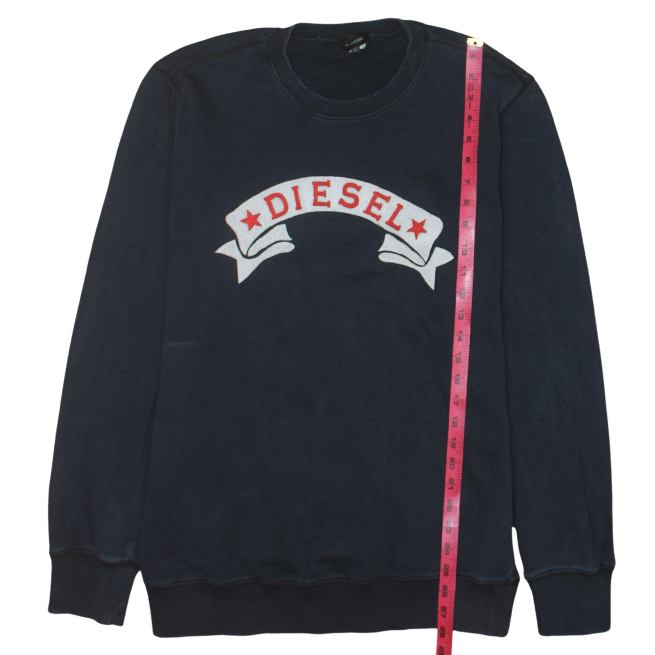 Diesel Mens Blue Crew Neck Logo Embroidered Sweatshirt L