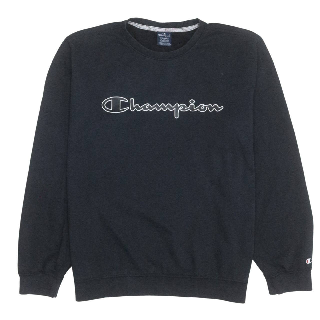 Champion Men's Black XL Pullover Crew Neck Logo Sweatshirt