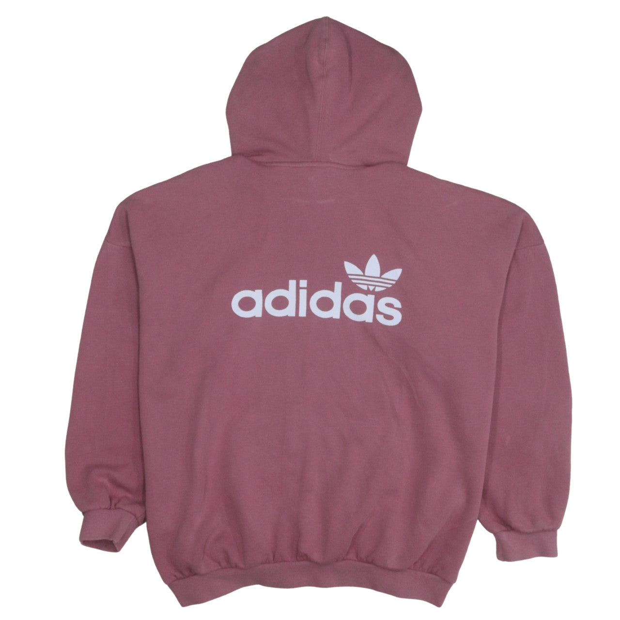 Adidas Womens Pink Hooded Pullover Hoodie Size 16 Logo Print Cotton