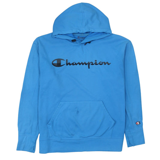 Champion Men's Blue Pullover Hoodie L Regular Fit Logo