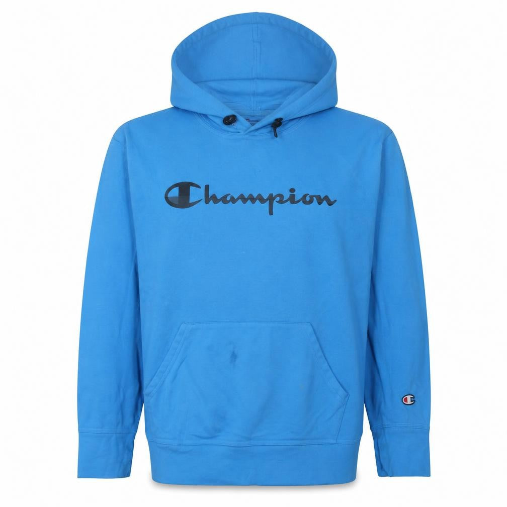 Champion Men's Blue Pullover Hoodie L Regular Fit Logo