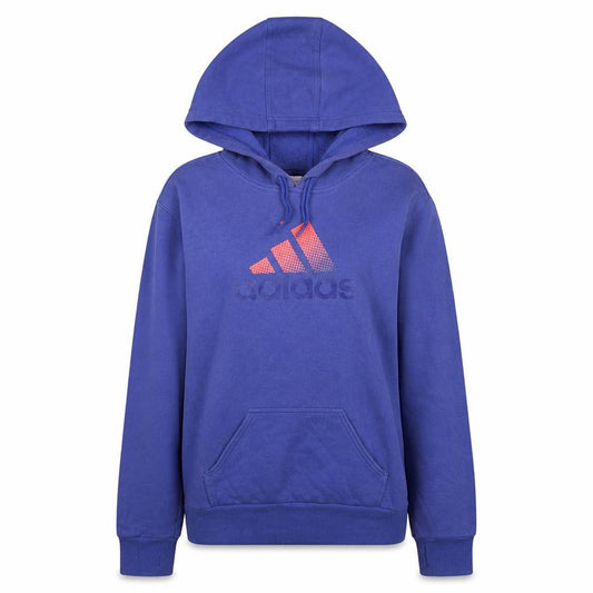 Adidas Women Blue Pullover Hoodie Small Logo Casual Sportswear