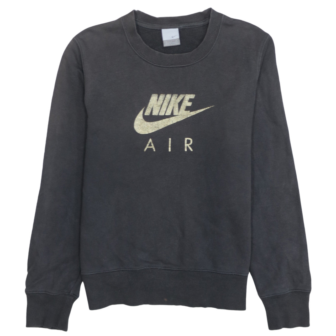 Nike Women Black Gold Logo Crew Neck Pullover Sweatshirt M