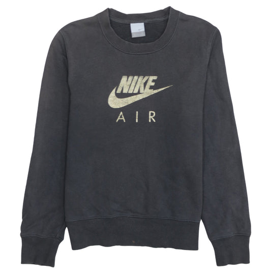 Nike Women Black Gold Logo Crew Neck Pullover Sweatshirt M