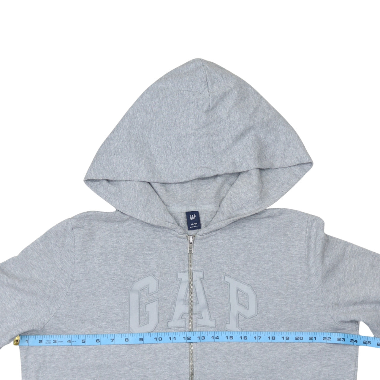 GAP Men's Grey Full Zip Hoodie XL Cotton Classic Logo Sweatshirt