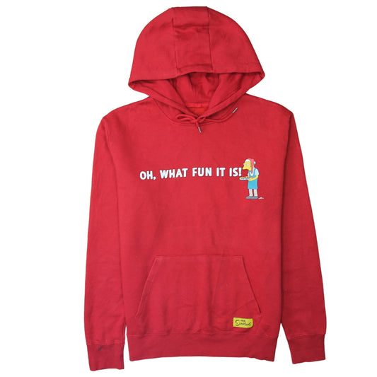 Preloved The Simpsons Men's Red Hoodie Small Pullover Christmas Graphic - Front
