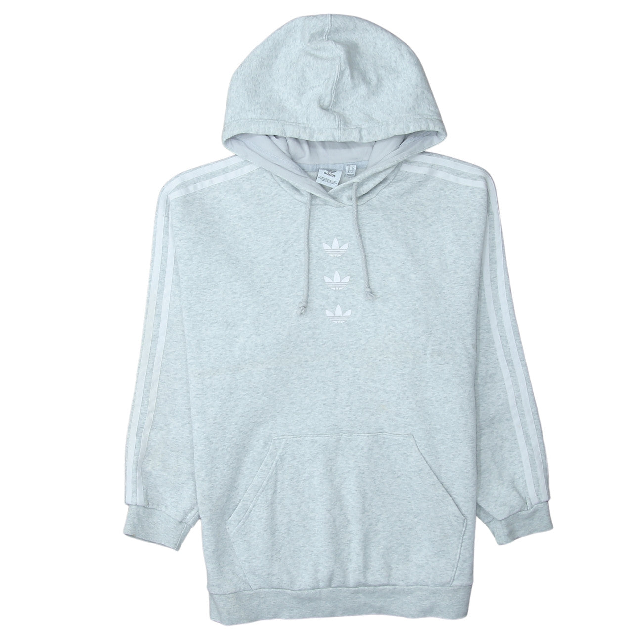 adidas Men's Grey Pullover Hoodie L Regular Fit Trefoil Logo