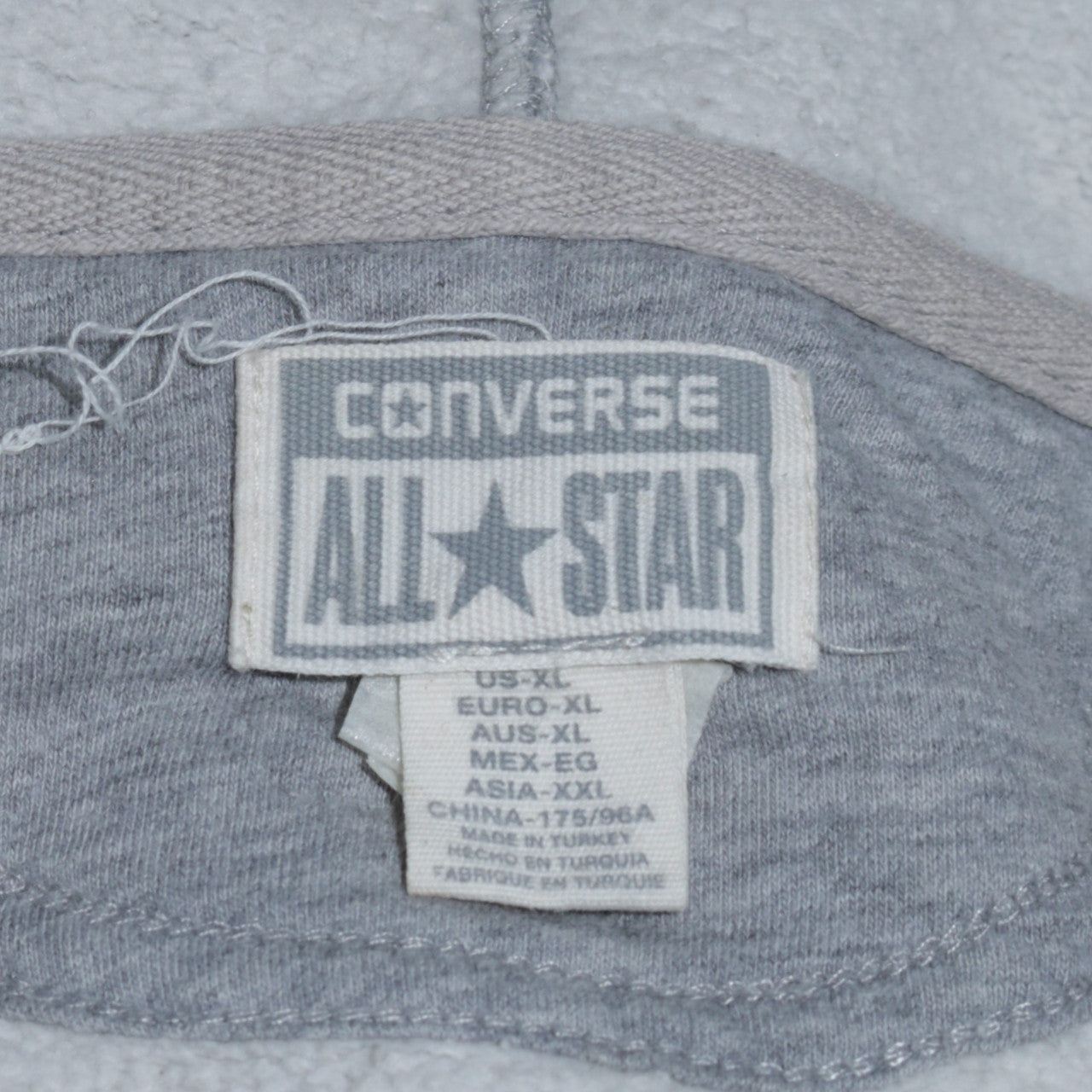 Converse All Star Men's Grey Full Zip Hoodie XL Fleece Cotton Blend