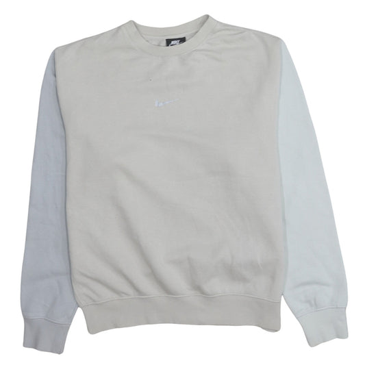 Nike Women’s Beige & Grey Standard Fit Sweatshirt Size S Cotton Blend