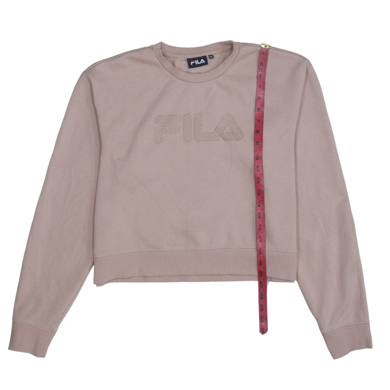 Fila Women Beige XL Pullover Sweatshirt Crew Neck Logo Long Sleeve