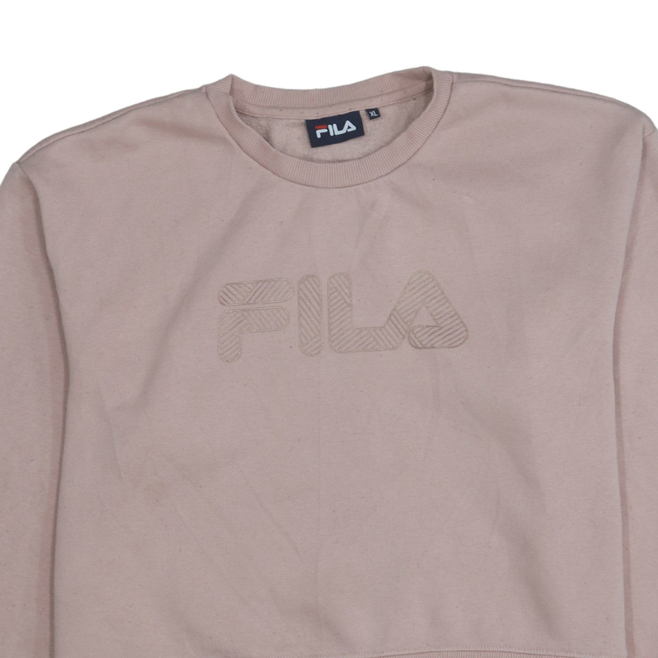 Fila Women Beige XL Pullover Sweatshirt Crew Neck Logo Long Sleeve