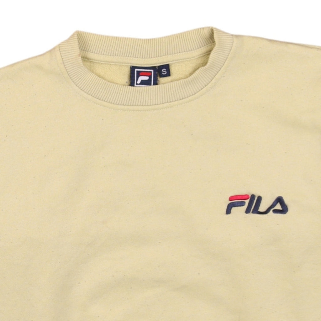 Fila Men's Beige Small Pullover Sweatshirt Crew Neck Classic Fit