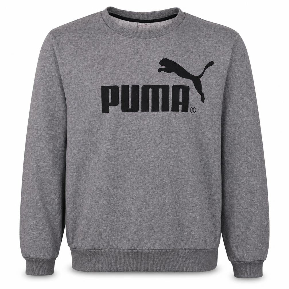 Puma Men's Grey XL Crew Neck Logo Pullover Sweatshirt