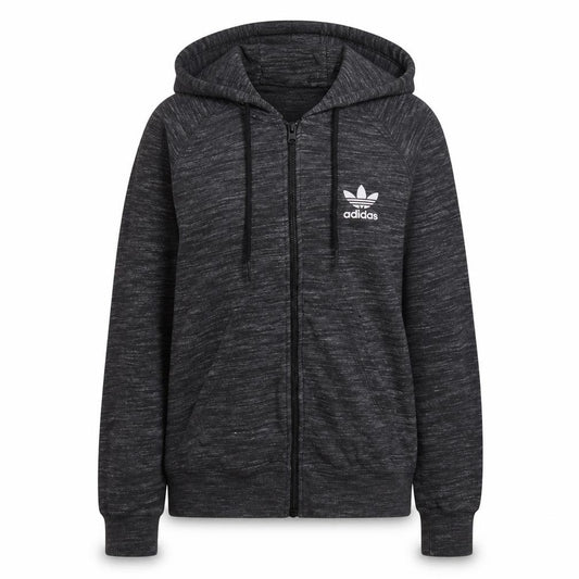 Adidas Womens Black Full Zip Hoodie Size 10 Hooded Sweatshirt