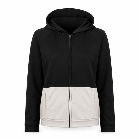 Adidas Womens Black White Full Zip Hoodie L 16-18 Logo Sporty