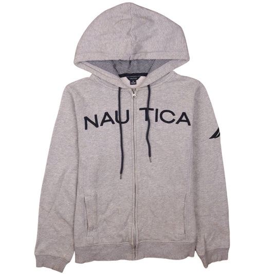 Nautica Men's Grey Full Zip Hoodie M Logo Fleece Casual