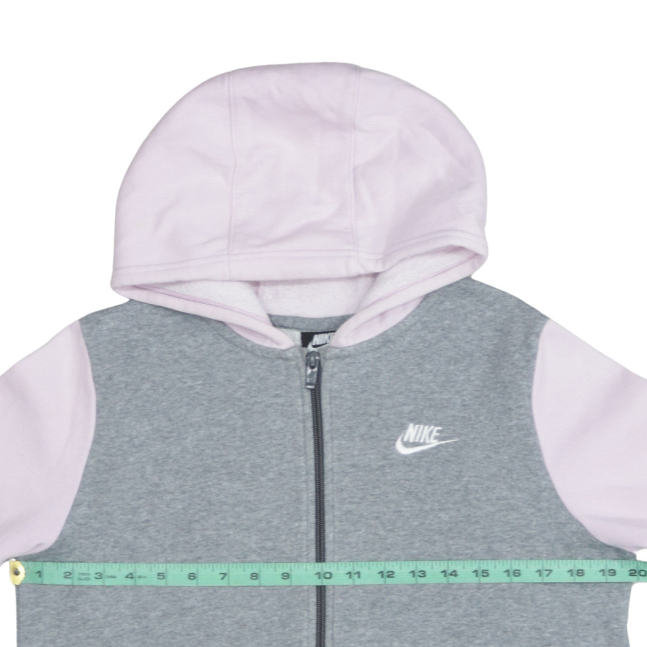 Nike Girls Grey & Pink Full Zip Hoodie Size L - Sports Style Lightweight