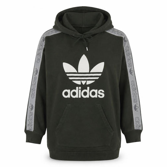 Front view of Adidas Women Dark Green Hoodie, size S, Pullover Hooded Sweatshirt