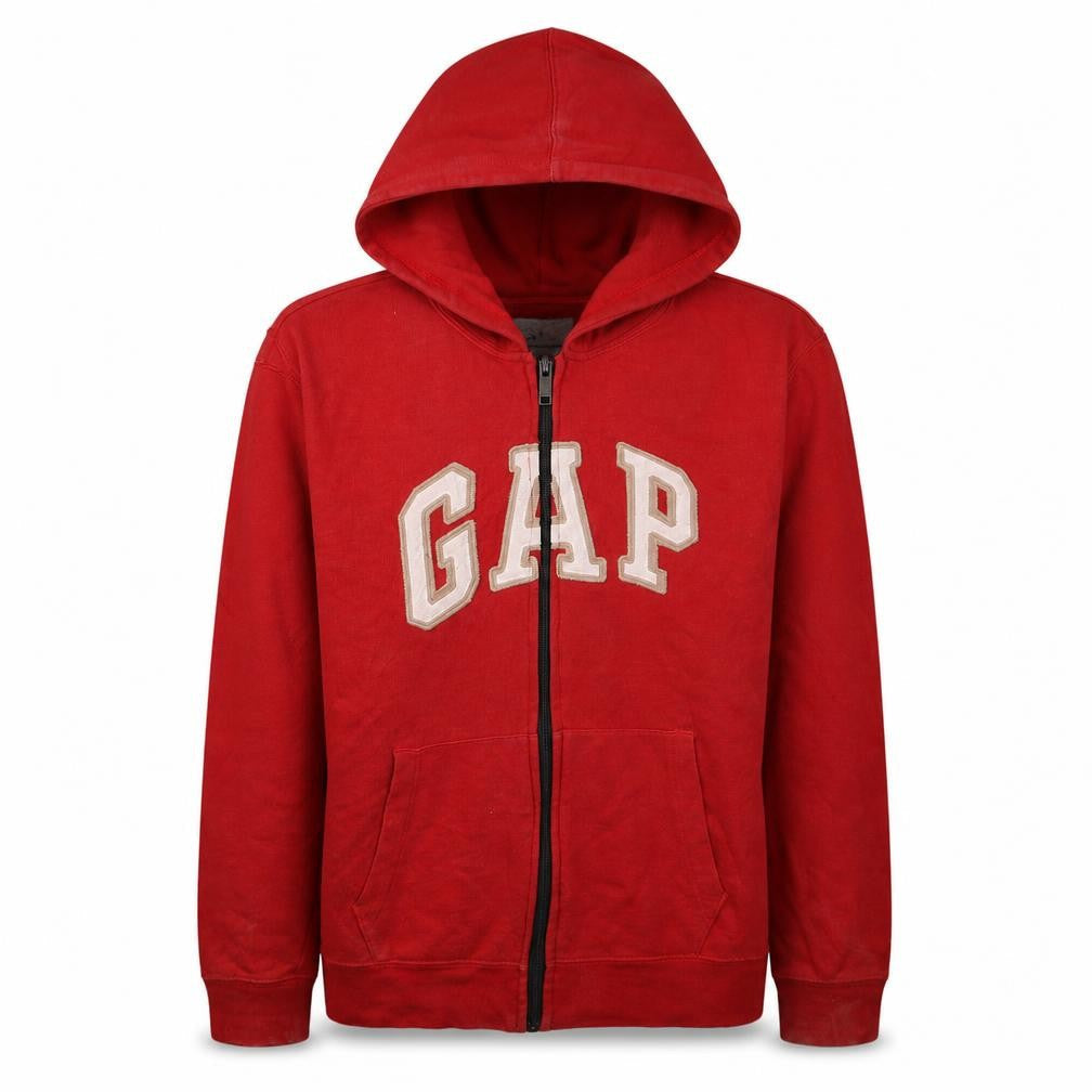Gap Men's Red Full Zip Logo Hoodie Size M