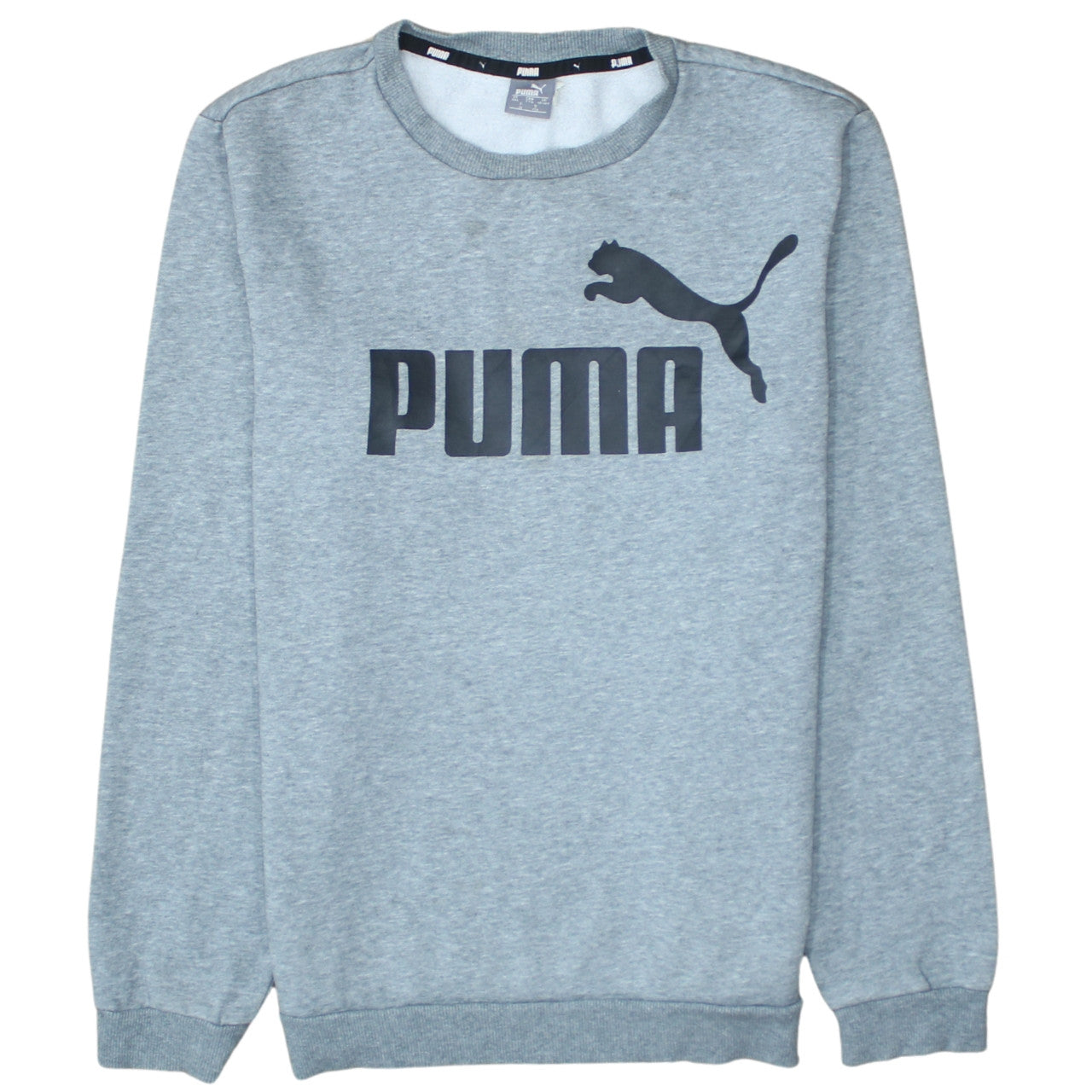 Puma Boys Grey 15-16 Years Pullover Crew Neck Logo Sweatshirt