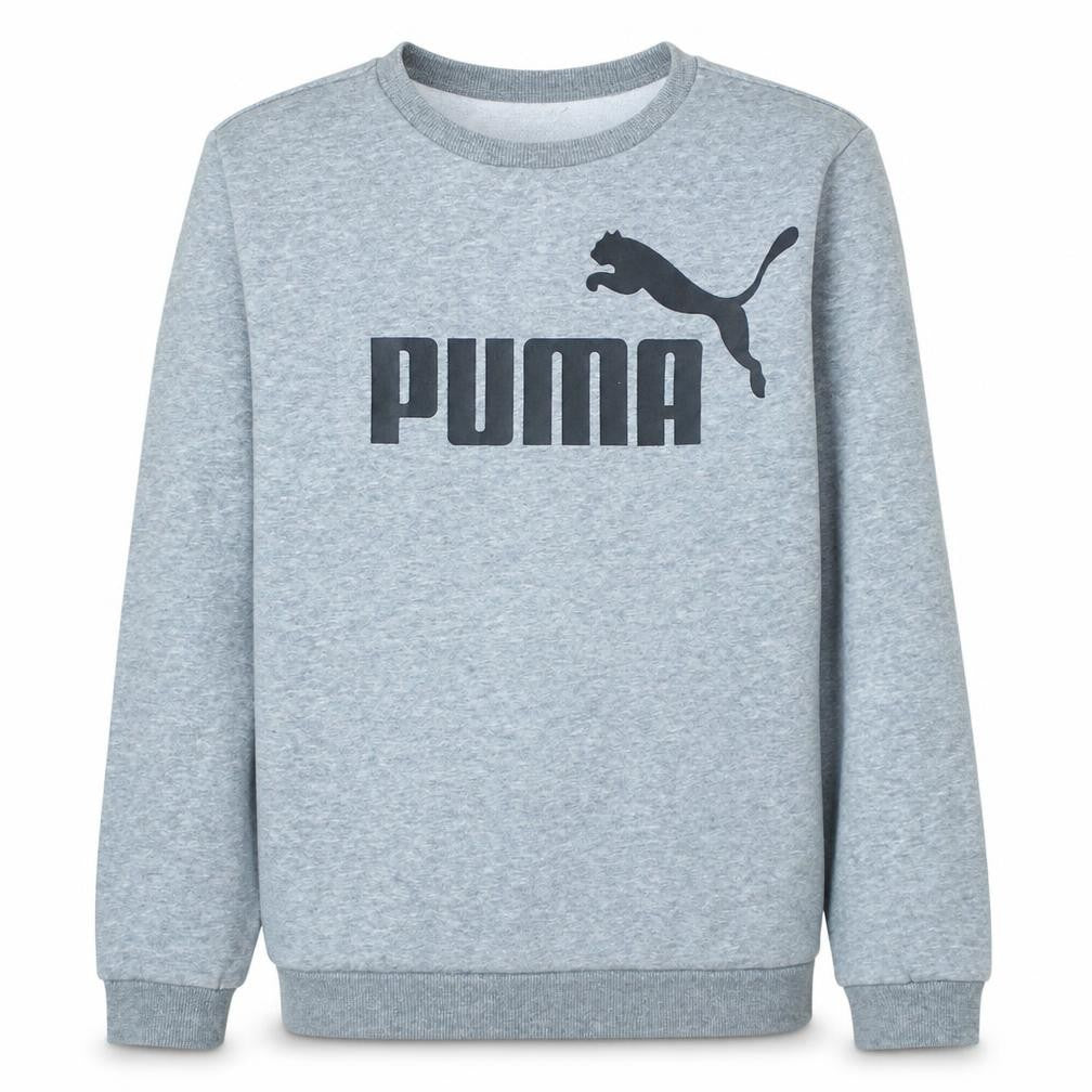 Puma Boys Grey 15-16 Years Pullover Crew Neck Logo Sweatshirt
