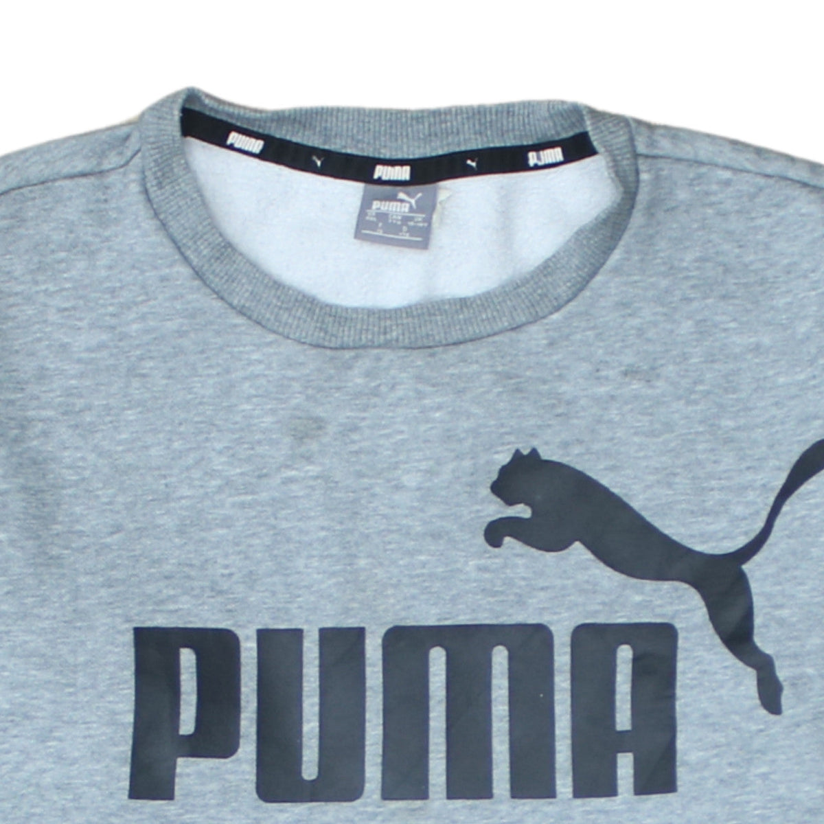 Puma Boys Grey 15-16 Years Pullover Crew Neck Logo Sweatshirt