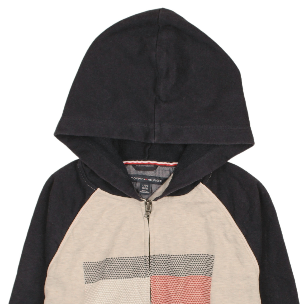 Tommy Hilfiger Women Beige & Black Full Zip Hoodie Size 16/18