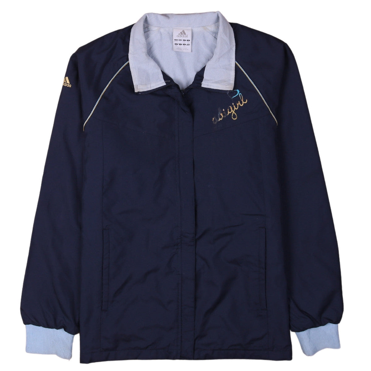 Adidas Girls Blue Zip-Up Track Jacket 14 Years Logo Sportswear