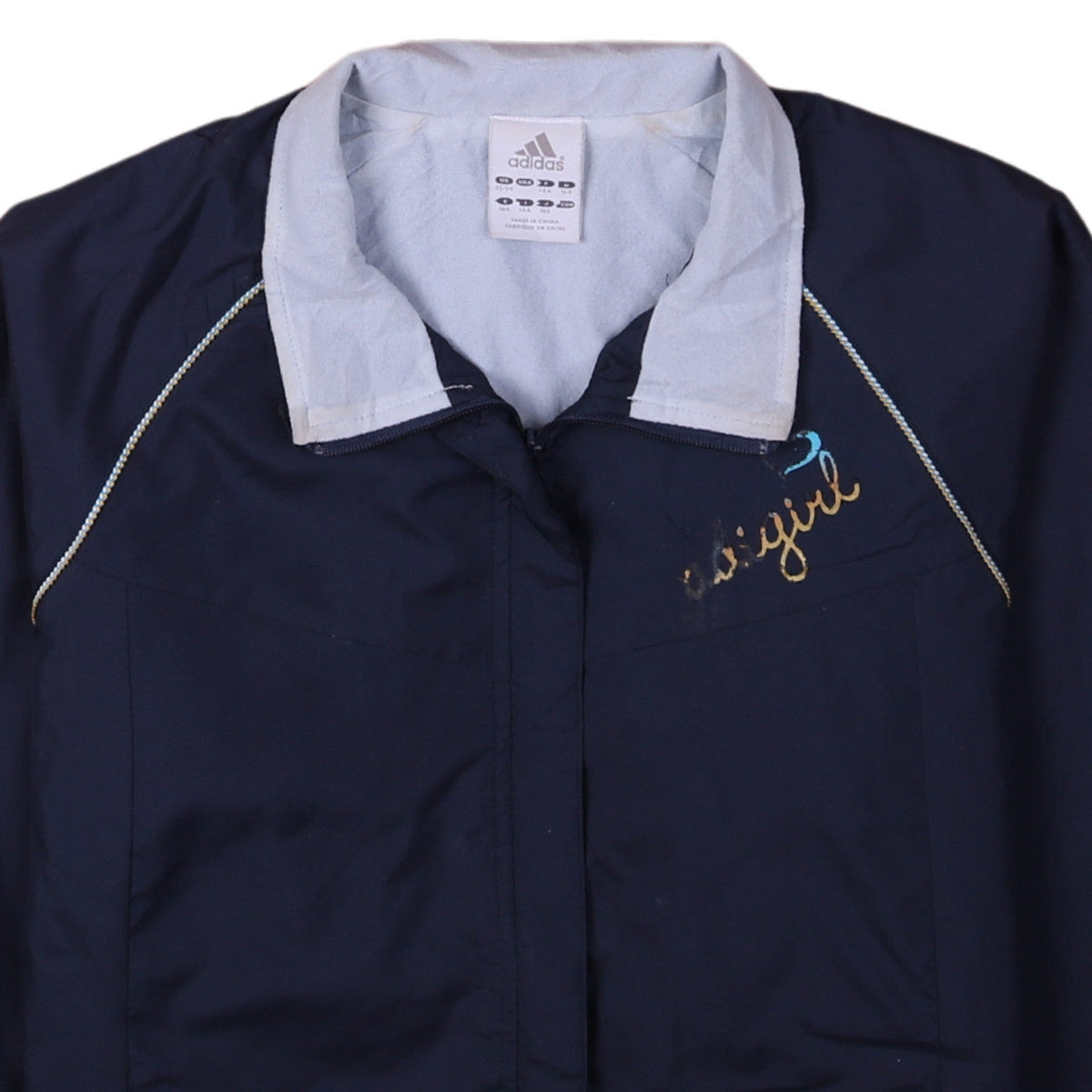Adidas Girls Blue Zip-Up Track Jacket 14 Years Logo Sportswear