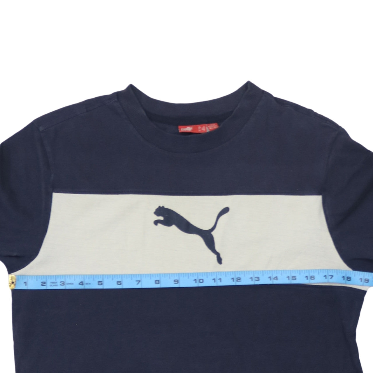 Puma Men's Blue Colourblock Crew Neck Sports T-Shirt Size S