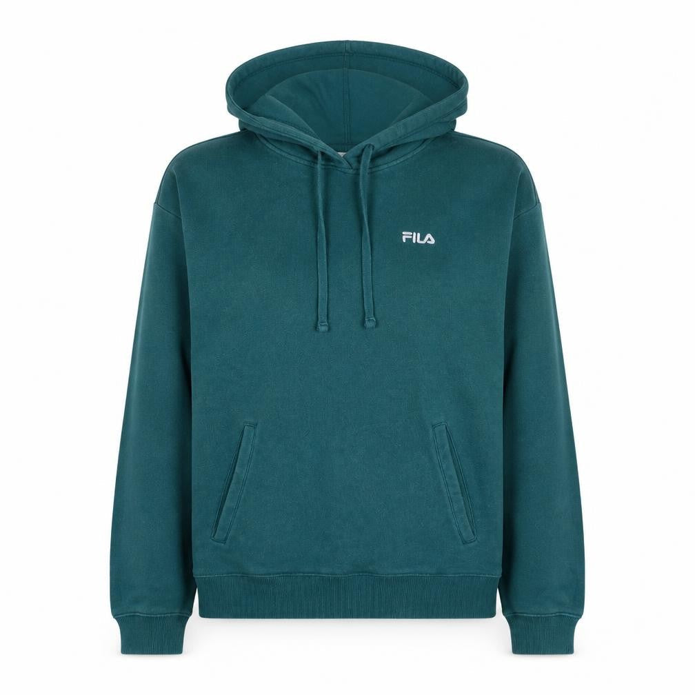 Fila Women’s Teal Pullover Hoodie Sweatshirt Size S Drawstring Logo