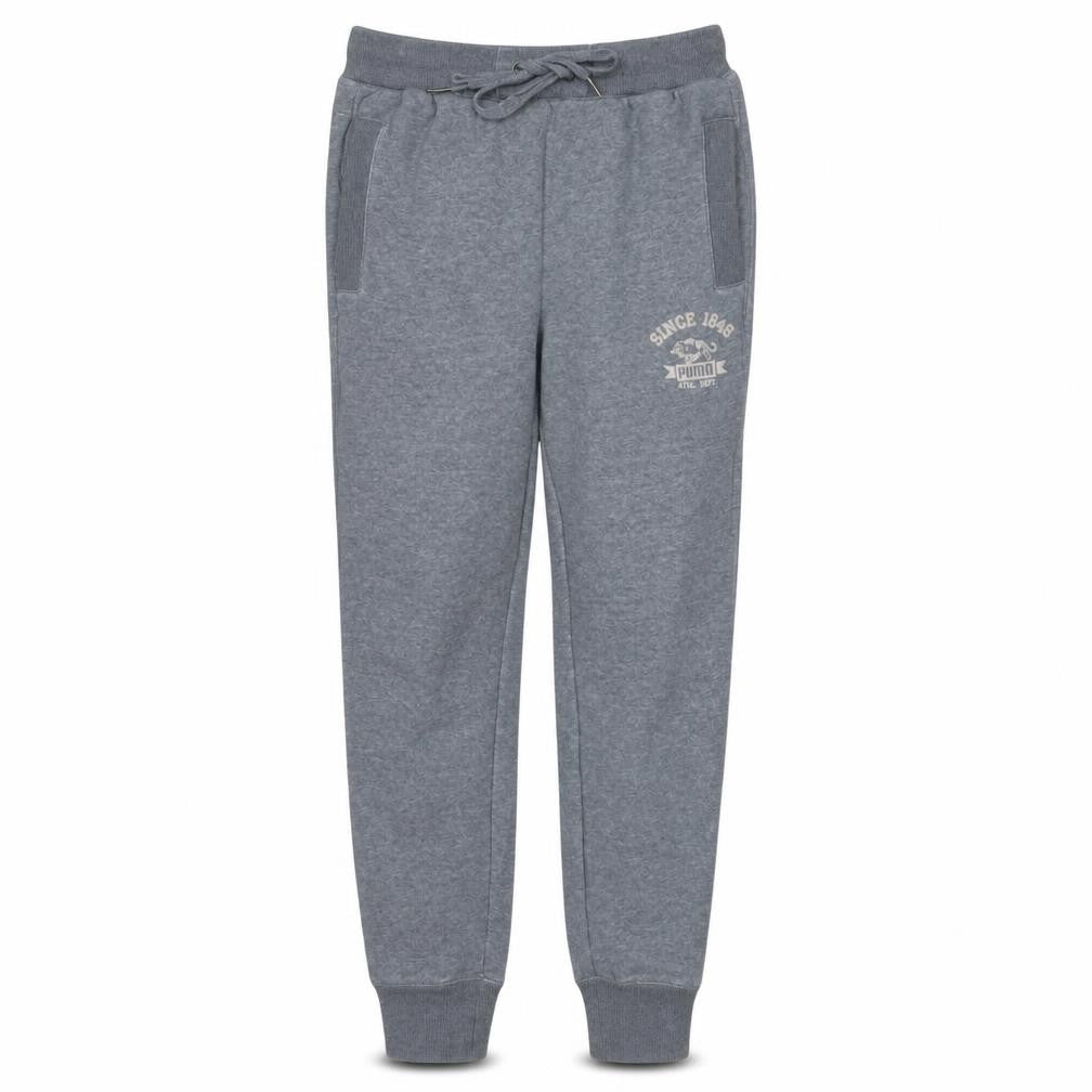 Puma Mens Grey Jogger Sweatpants S Elastic Waist Logo Tapered Leg