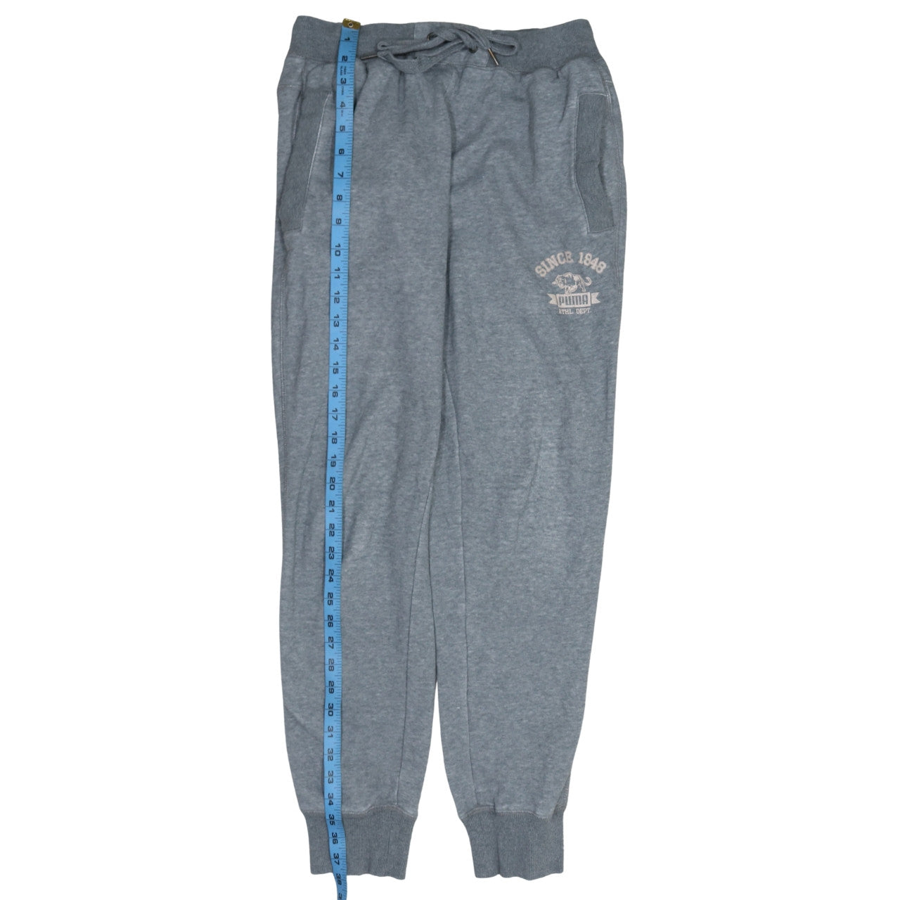 Puma Mens Grey Jogger Sweatpants S Elastic Waist Logo Tapered Leg