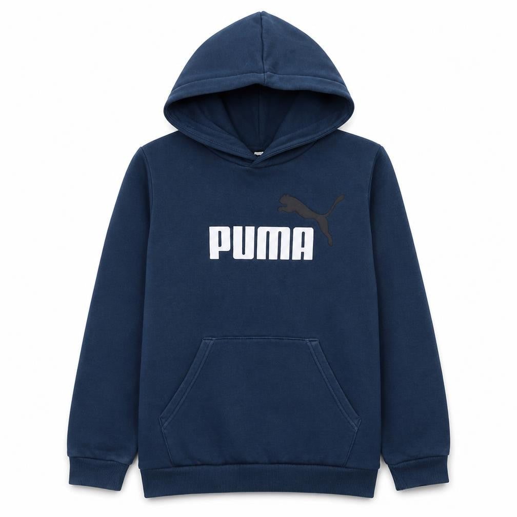 Puma Boys Blue Pullover Hoodie 13-14Y 164cm Logo Print Cotton Blend