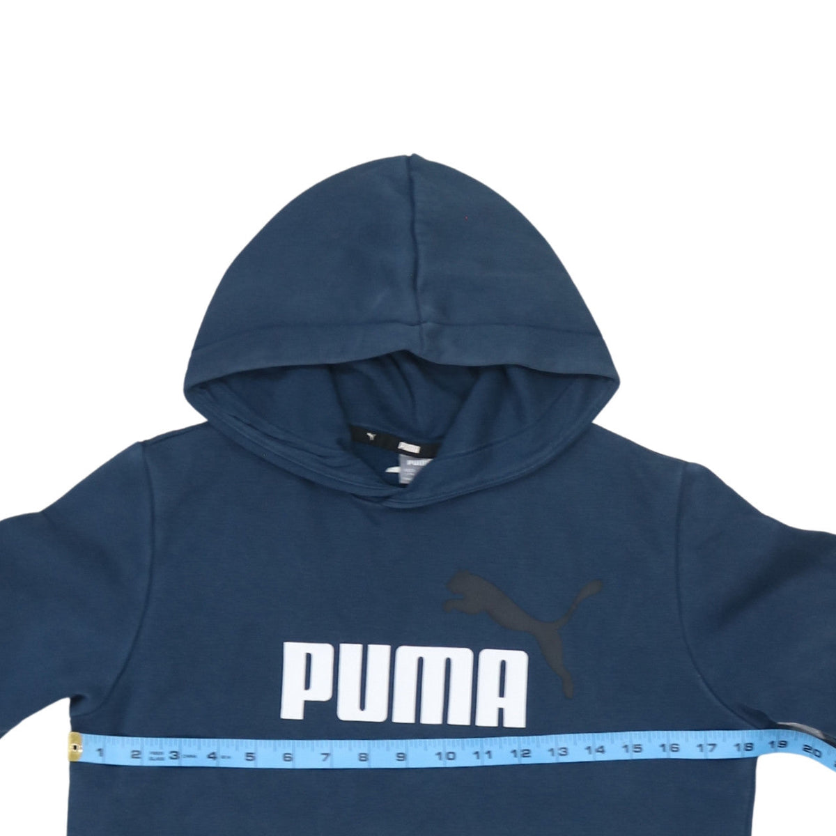 Puma Boys Blue Pullover Hoodie 13-14Y 164cm Logo Print Cotton Blend