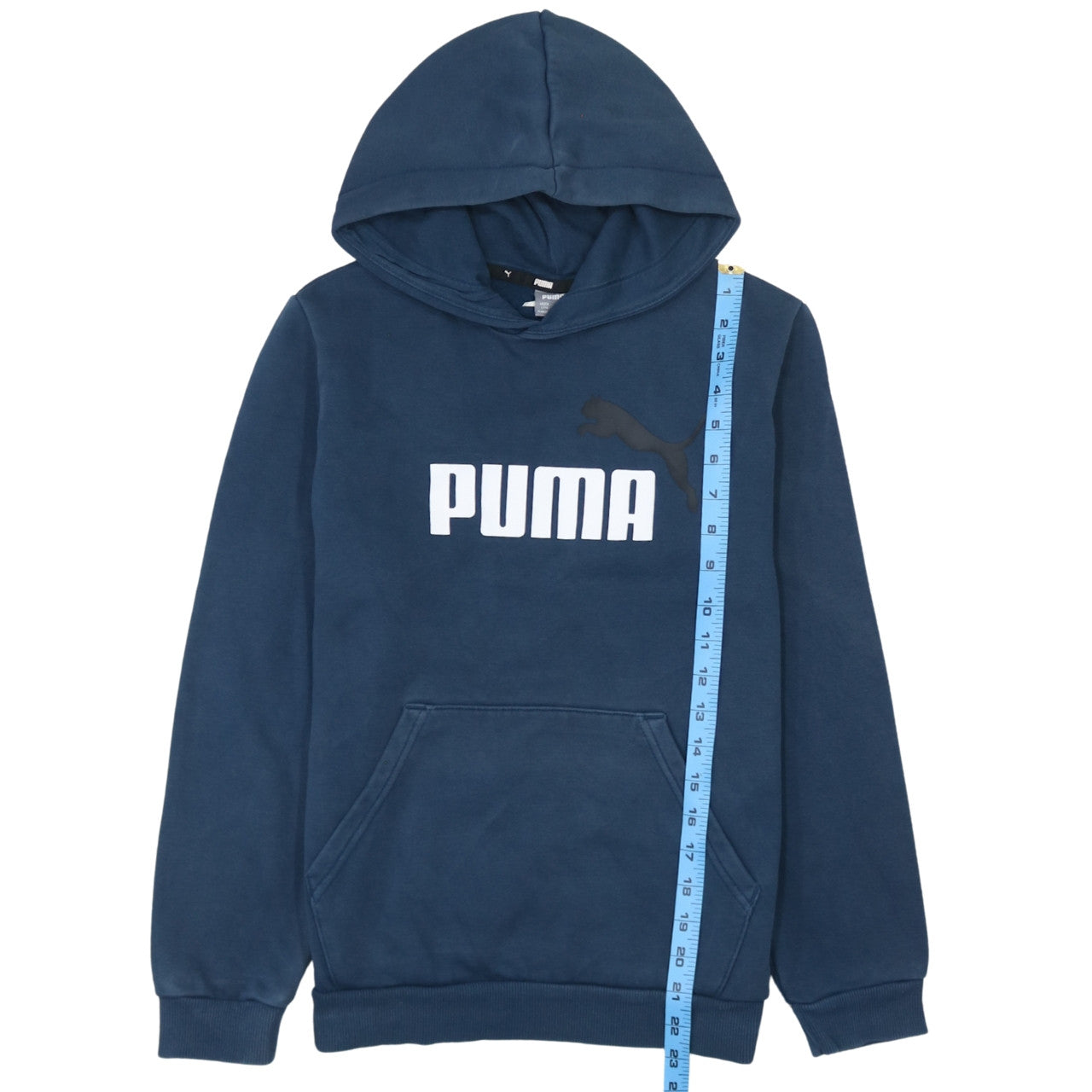 Puma Boys Blue Pullover Hoodie 13-14Y 164cm Logo Print Cotton Blend