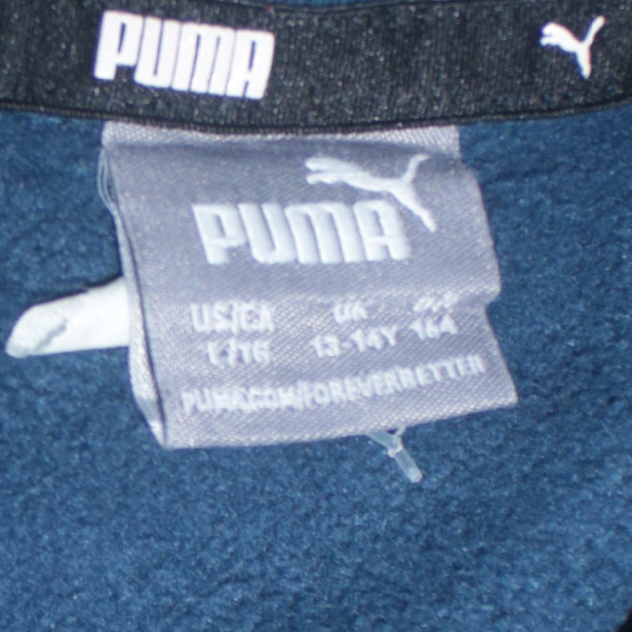 Puma Boys Blue Pullover Hoodie 13-14Y 164cm Logo Print Cotton Blend