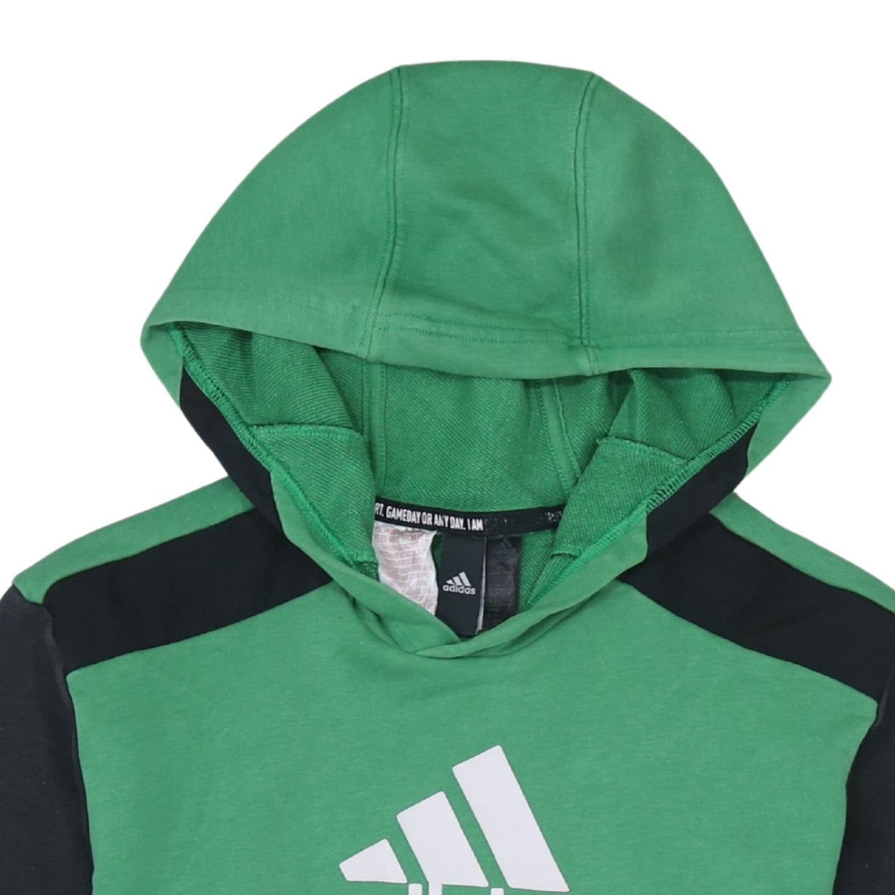 Adidas Boys Green & Black Pullover Hoodie Size 15-16 Years Regular Fit