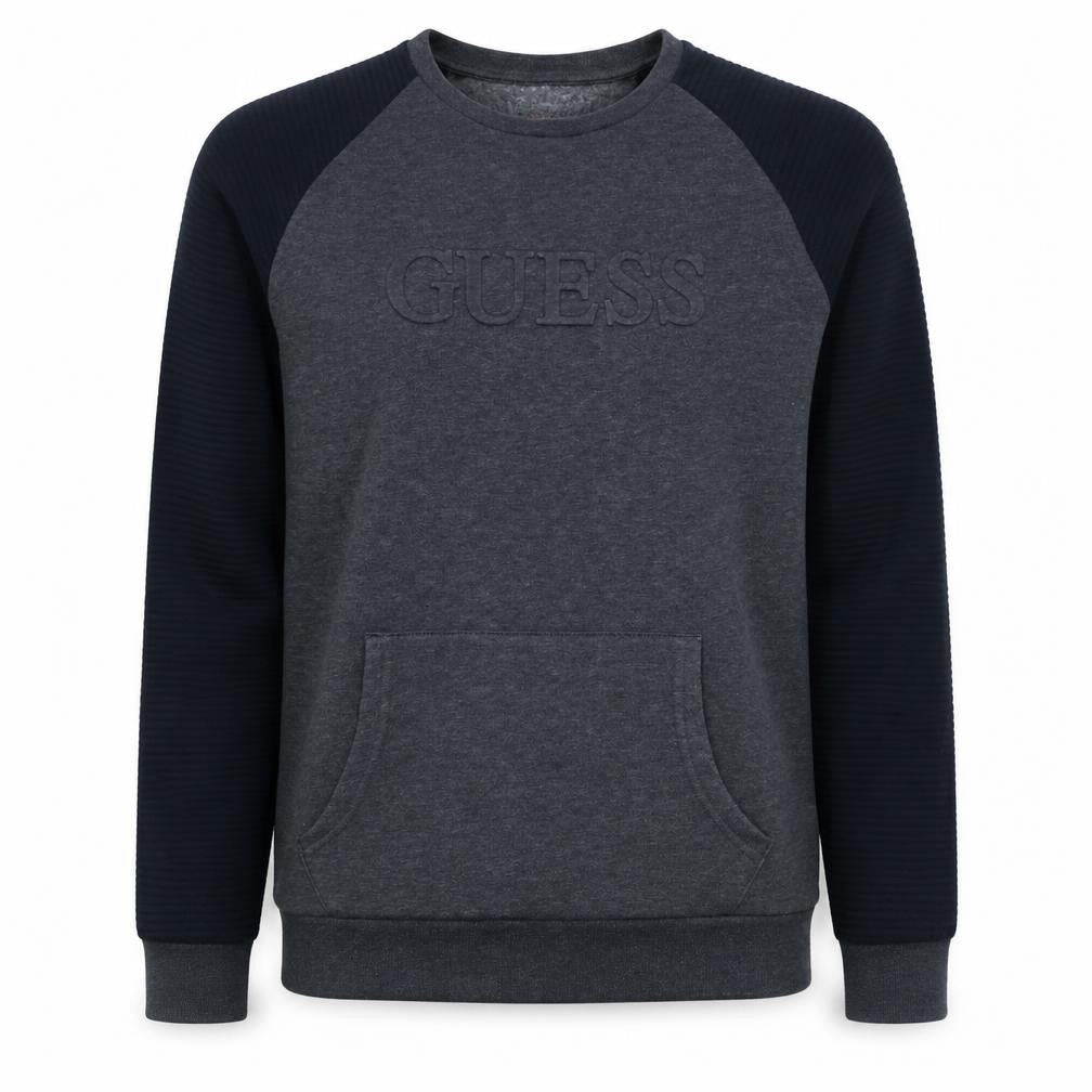 Guess Men Grey XL Pullover Sweatshirt Logo Embroidered Crew Neck