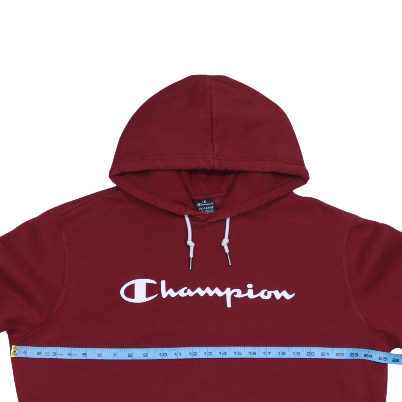 Champion Men's Red Pullover Hoodie 2XL Graphic Logo Sweatshirt