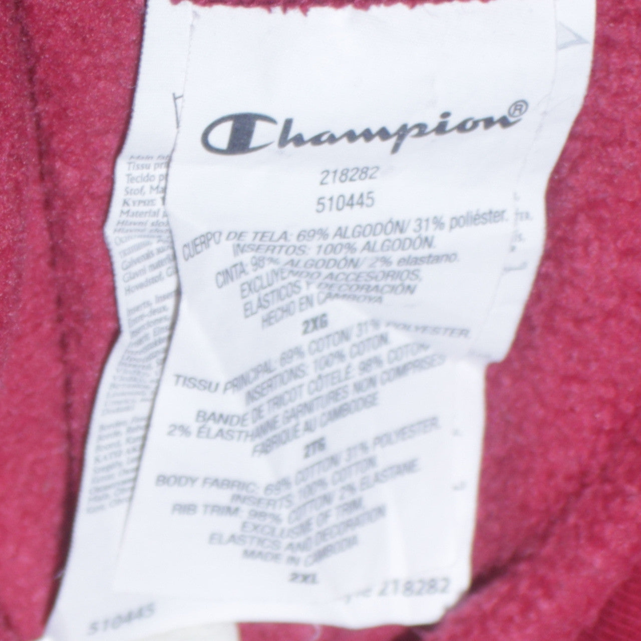 Champion Men's Red Pullover Hoodie 2XL Graphic Logo Sweatshirt