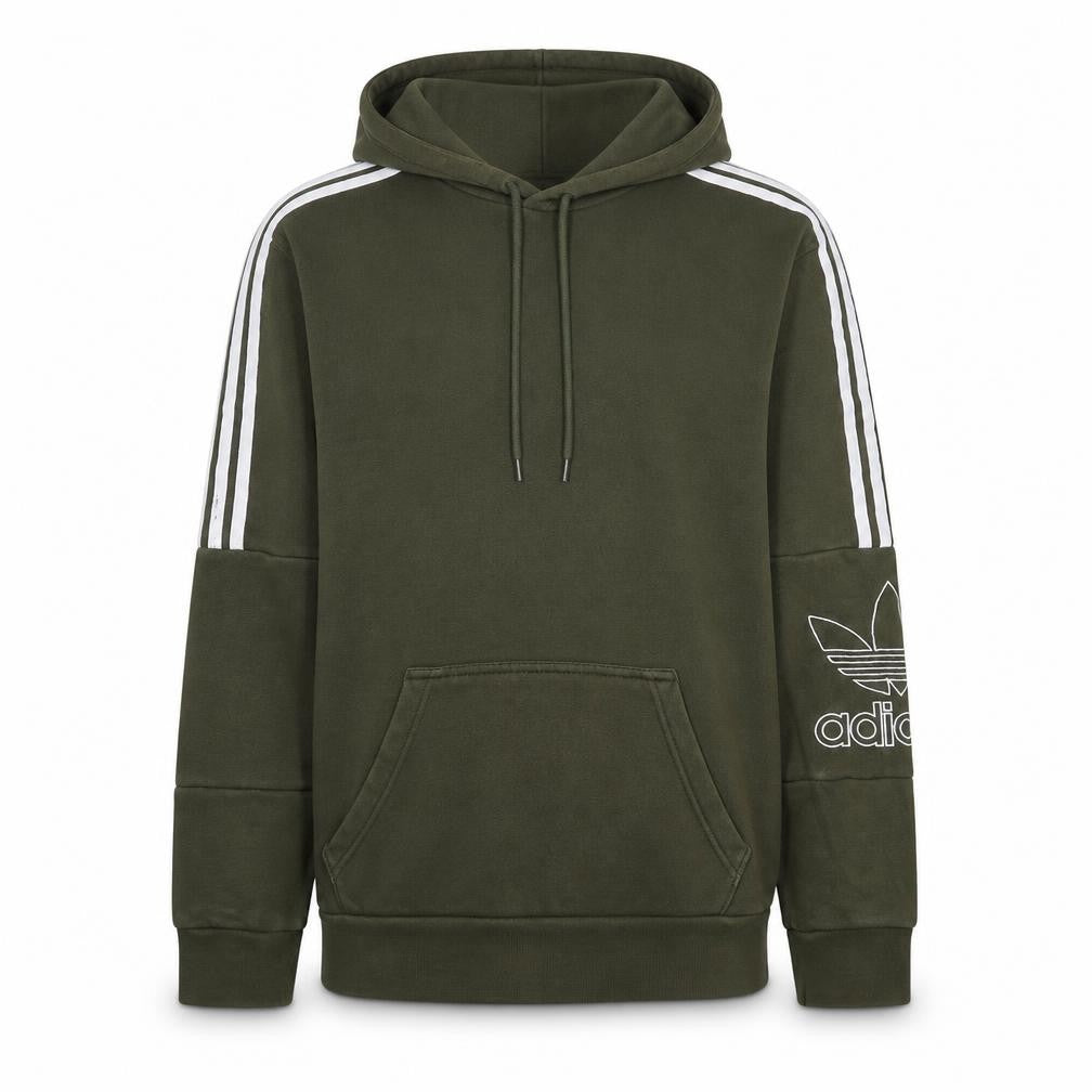 Adidas Mens Green Pullover Hoodie Small Logo Sportswear