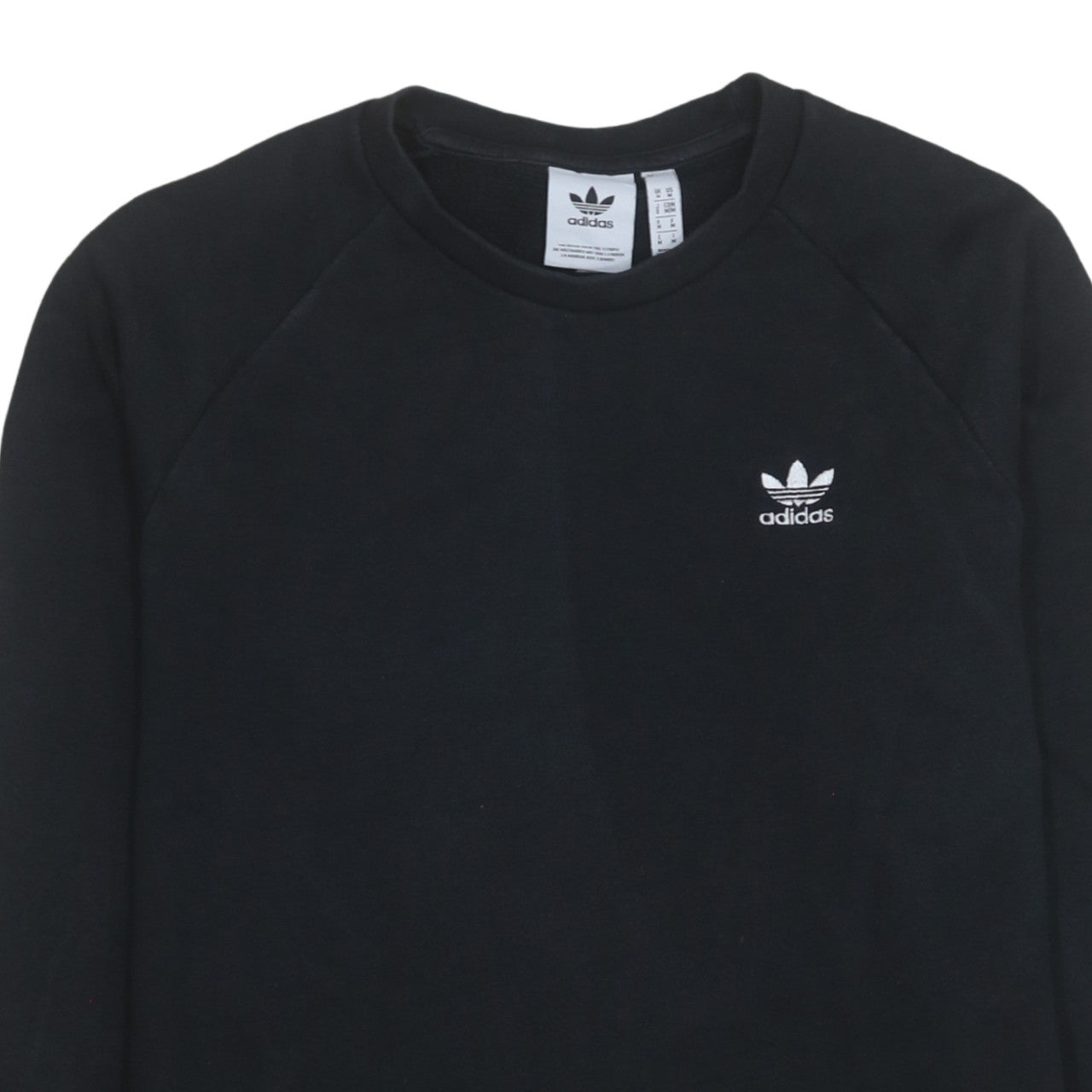 Adidas Mens Black Crew Neck Pullover Sweatshirt M Regular Fit