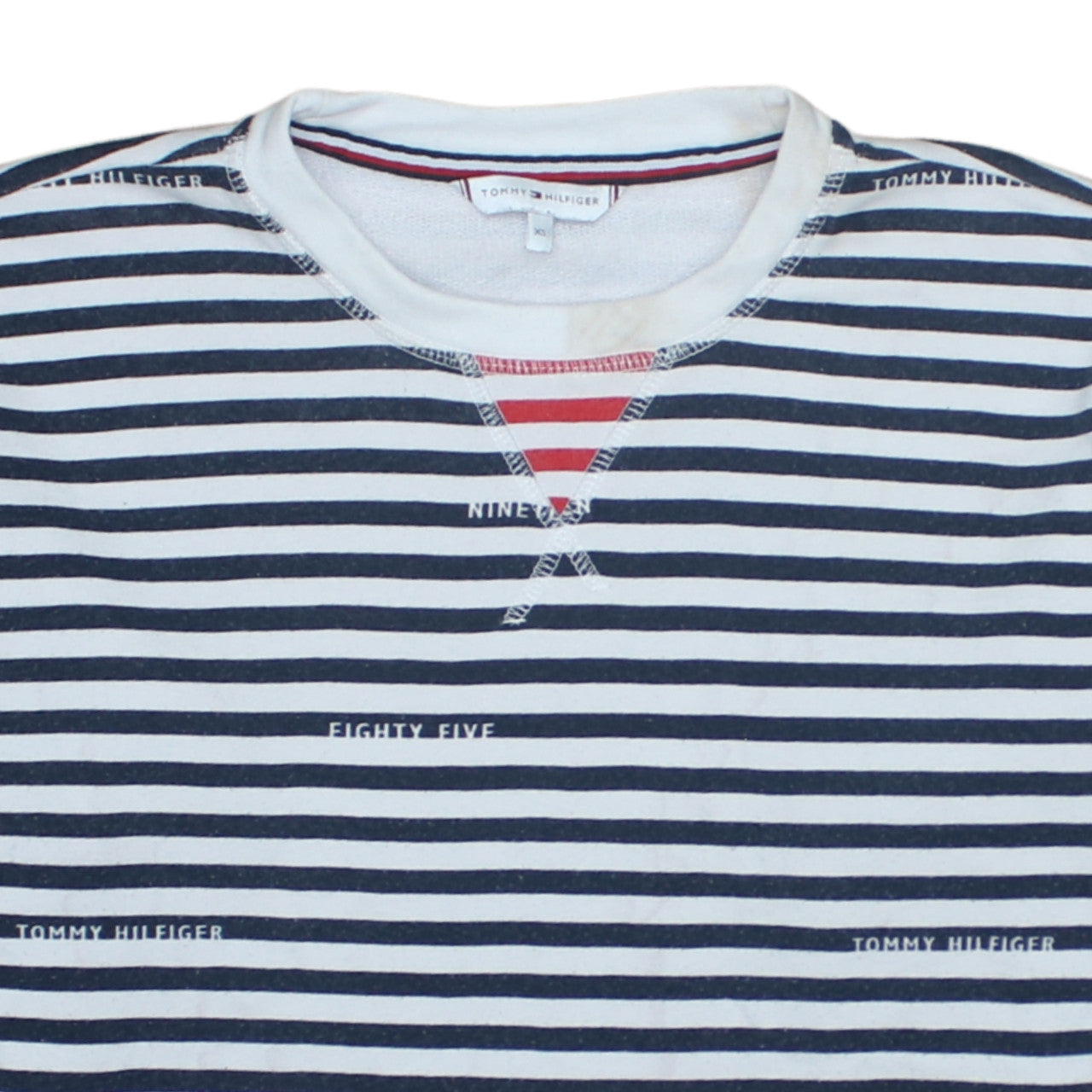 Tommy Hilfiger Women's Navy Stripe XS Pullover Sweatshirt