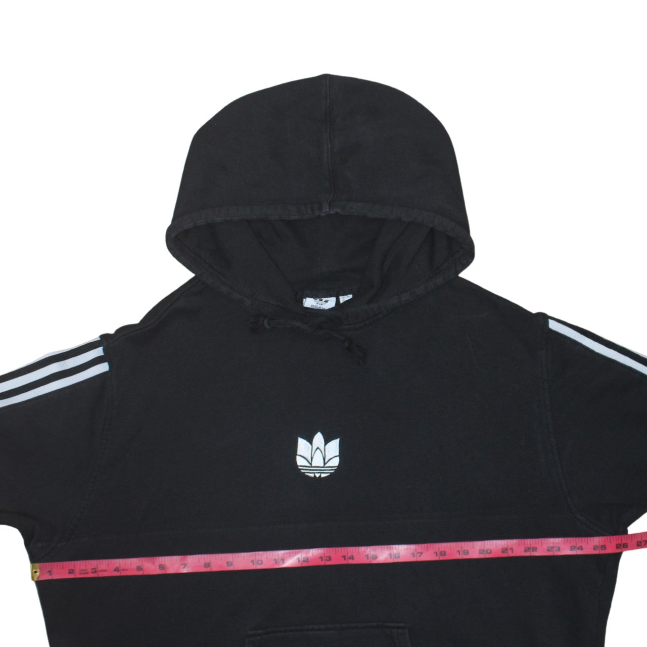 Adidas Womens Black Pullover Hoodie UK 12 Trefoil Logo 3-Stripes Cotton Blend