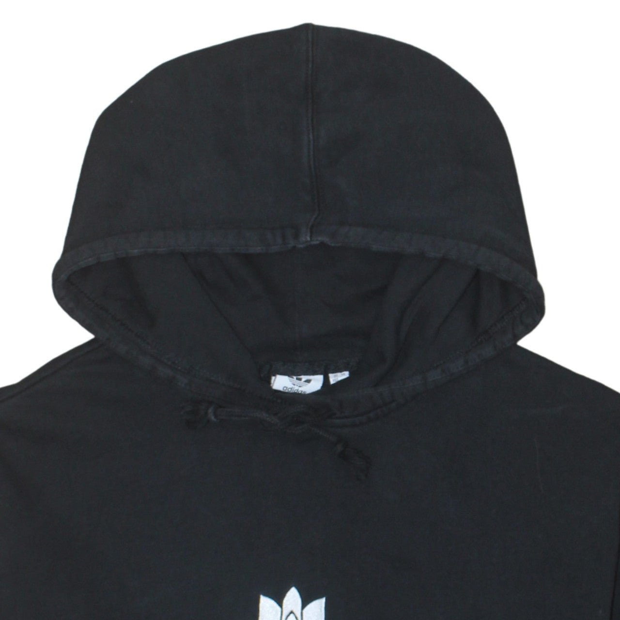 Adidas Womens Black Pullover Hoodie UK 12 Trefoil Logo 3-Stripes Cotton Blend
