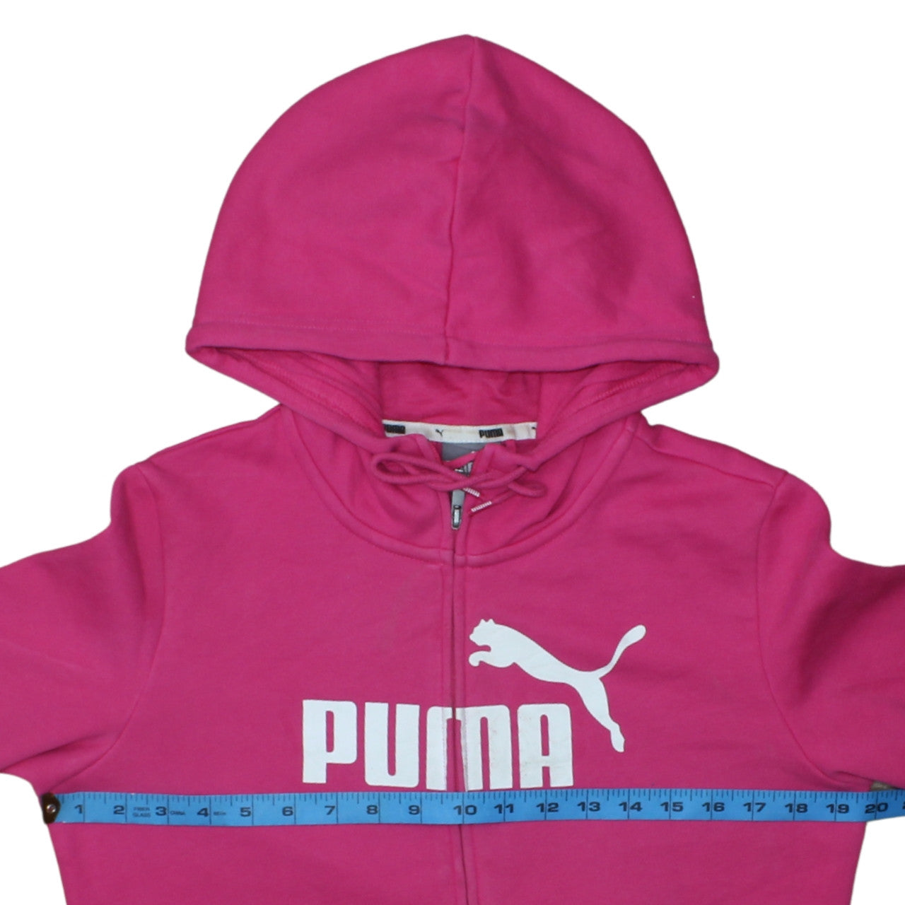 Puma Womens Pink Full Zip Hoodie Size 12 Medium Logo Hooded Sweatshirt