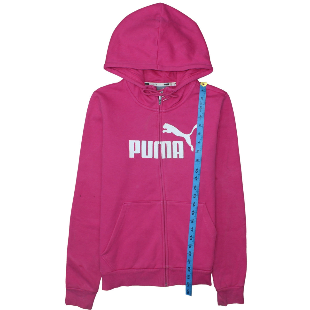 Puma Womens Pink Full Zip Hoodie Size 12 Medium Logo Hooded Sweatshirt