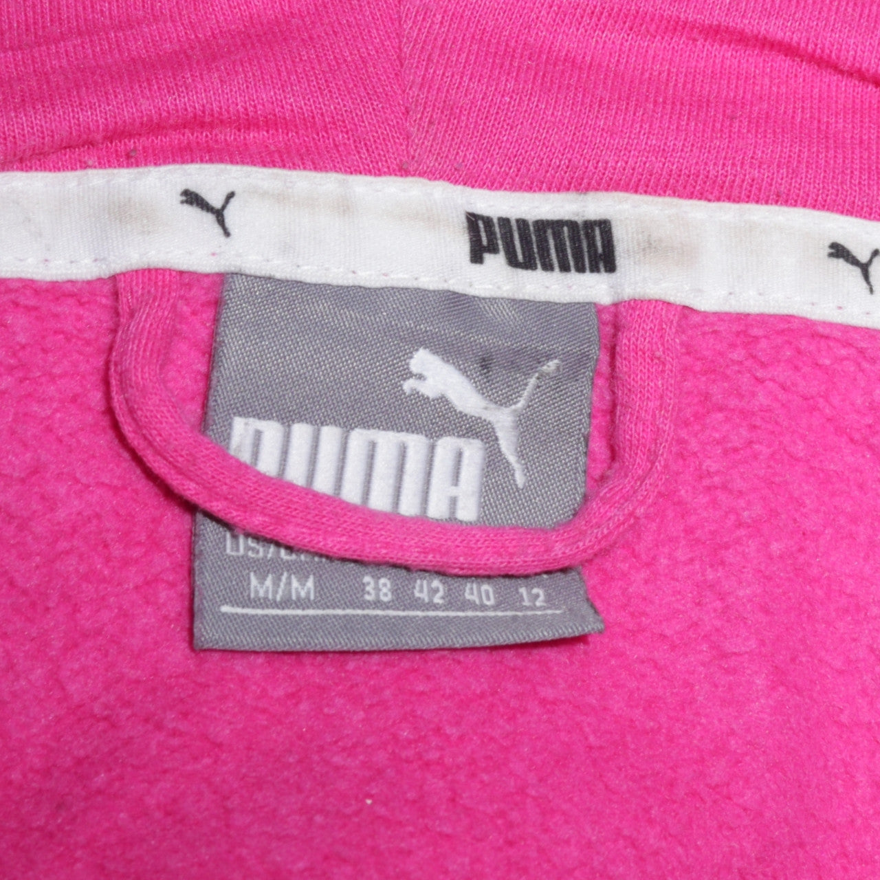 Puma Womens Pink Full Zip Hoodie Size 12 Medium Logo Hooded Sweatshirt