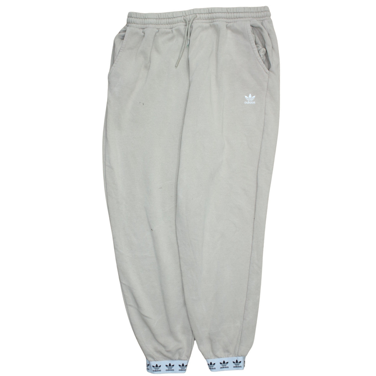 Adidas Womens Beige Sweatpants Joggers Size 16 Elastic Waist Lined Tapered